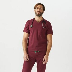 Welles The Men's Everybody Classic V Neck Scrub Shirt Maroon Size Large NWT